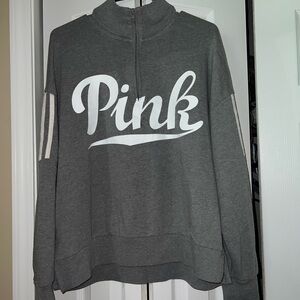 PINK Gray Sweatshirt with White Accents